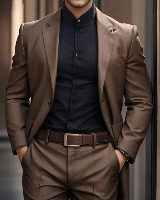 Bespoke Brown Notched Lapel Business Suits