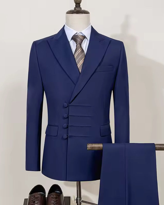 Newest Dark Blue Close Fitting Business Men Suits