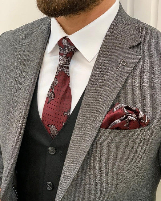 Newest Dark Gray Slim Fit Three Pieces Notch Lapel Business Men Suits