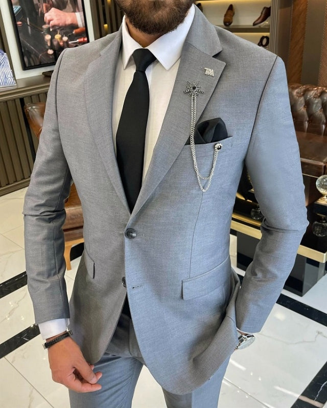 Bertram New Arrival Gray Notched Lapel Business Suits