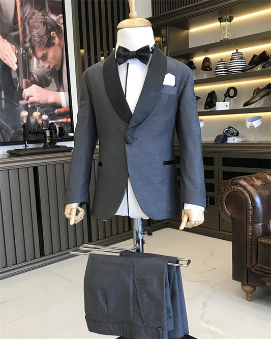 Generous Dark Gray Shawl Lapel Two Pieces Boys Suits