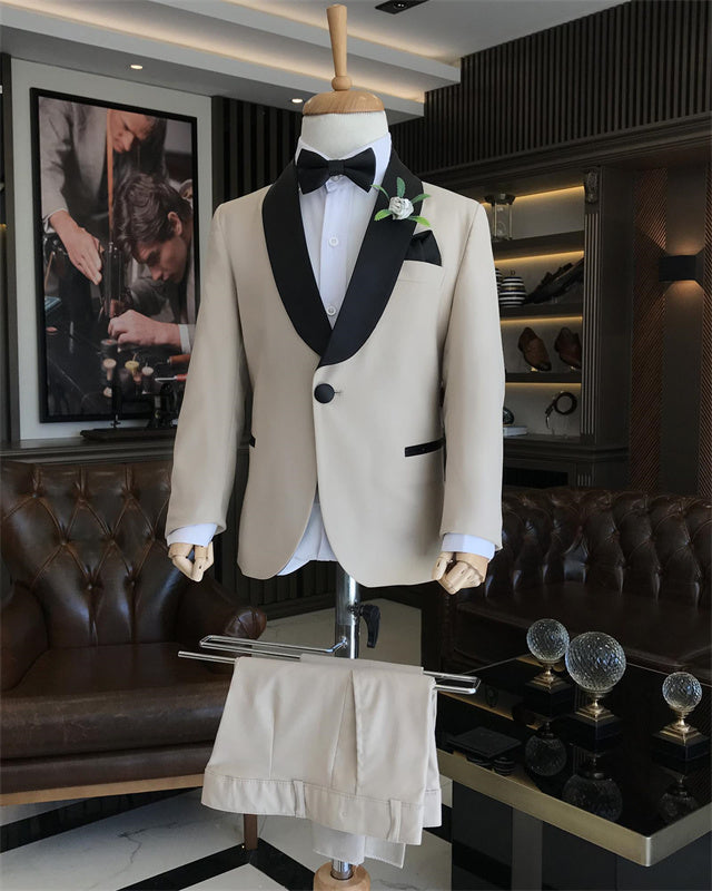 Fancy Champagne Shawl Lapel Two Pieces Boys Suits