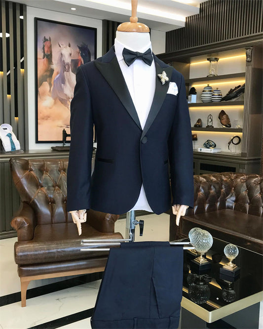 Abbott Fancy Dark Navy Peaked Lapel Two Pieces Boys Suits