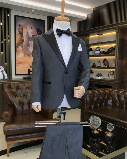 Abel Dark Gray Peaked Lapel Two Pieces Close Fitting Boys Suits
