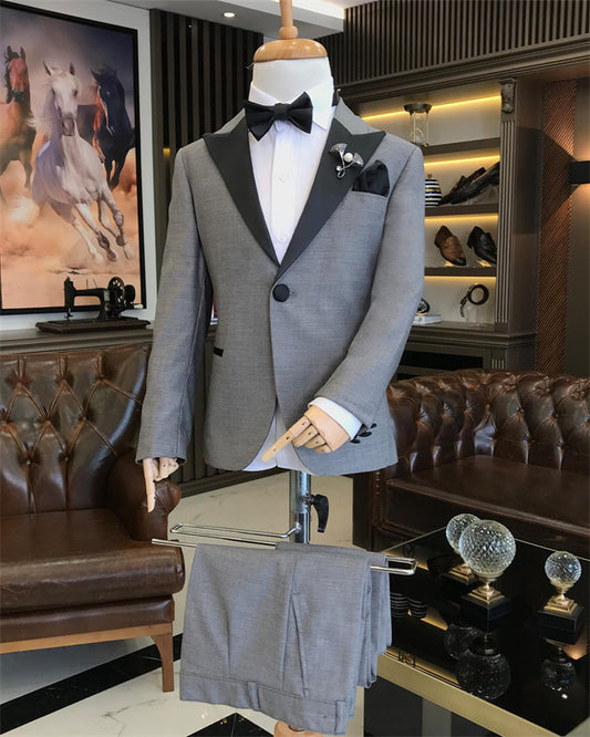 Abraham Generous Gray Peaked Lapel Two Pieces Boys Suits