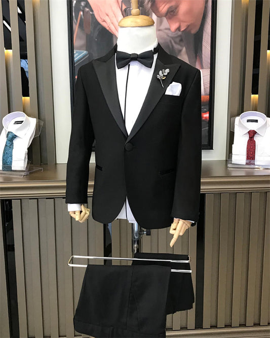 Adam Formal Black Peaked Lapel Two Pieces Boys Suits