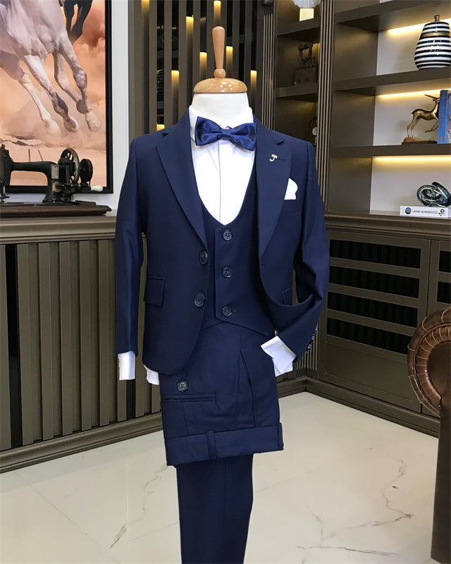 Addison Newest Dark Blue Three Pieces Notched Lapel Boys Suits
