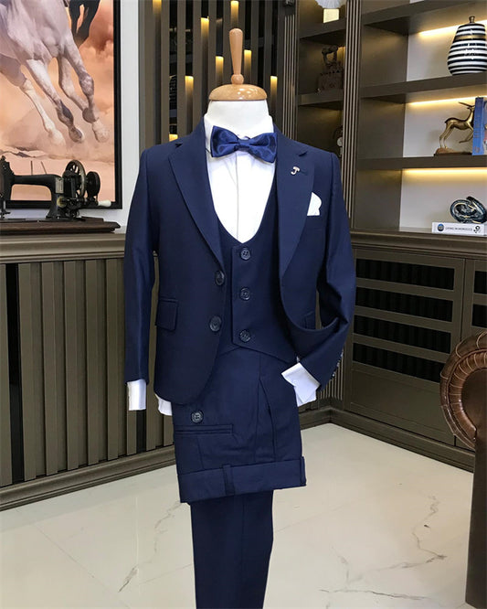 Addison Newest Dark Blue Three Pieces Notched Lapel Boys Suits