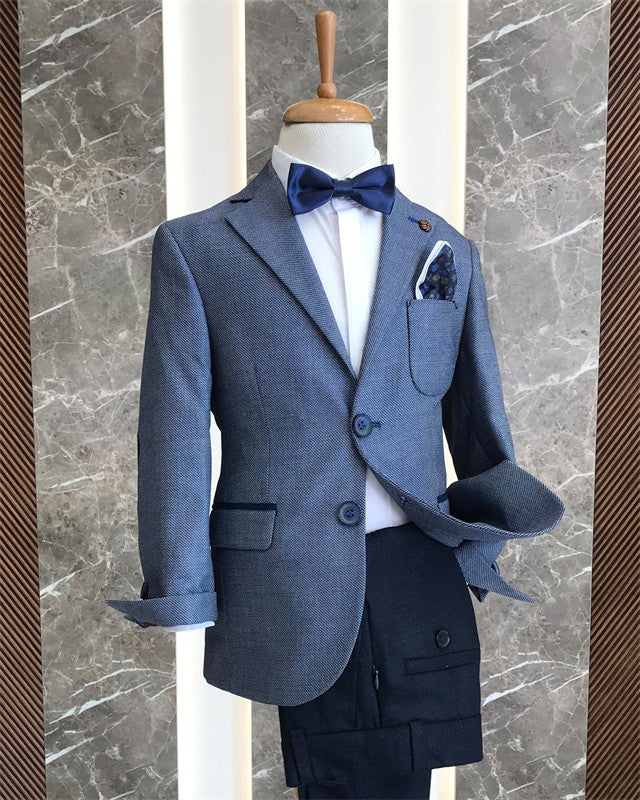 Ahern Bespoke Blue Notched Lapel Two Pieces Boys Suits