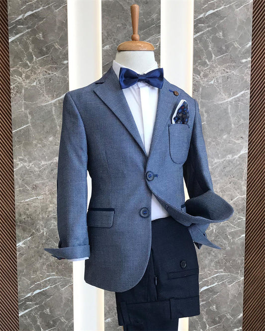 Ahern Bespoke Blue Notched Lapel Two Pieces Boys Suits
