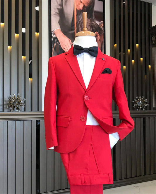 Aidan Modern Red Notched Lapel Two Pieces Boys Suits