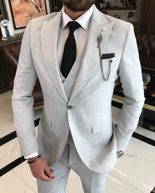 Andrew Gray Three pieces Peaked Lapel Slim Fit Business Men Suits