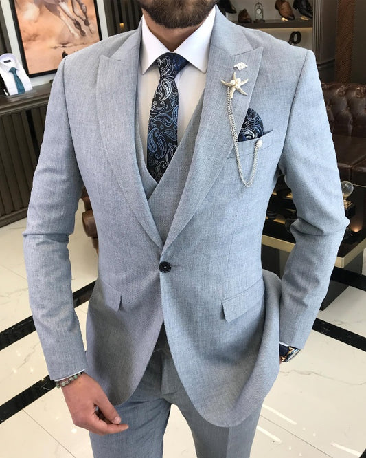 Addison Gray Best Fitting Three Pieces Peaked Lapel Business Men Suits