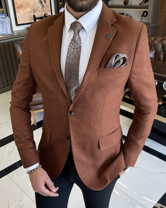 Alva Bespoke Caramel Best Fitting Notch Lapel Business Men Suits