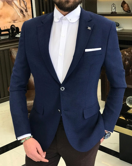 Handsome Dark Navy Notch Lapel Best Fitting Business Suits For Men
