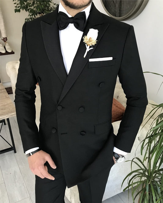 Archer Newest Black Slim Fit Peaked Lapel Wedding Men Suits