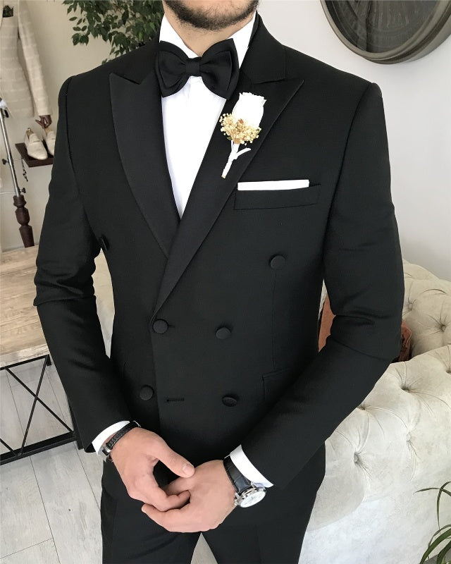 Archer Newest Black Slim Fit Peaked Lapel Wedding Men Suits