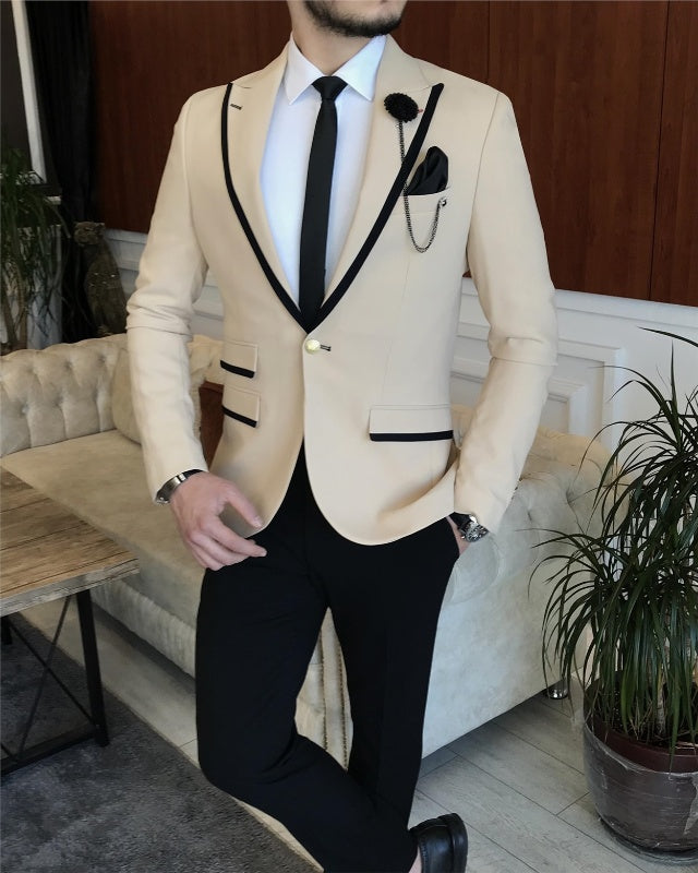 Andy Fashion Apricot Best Fitting Peaked Lapel Prom Suits For Men