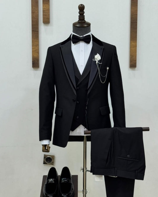 Bespoke Black 3 Pieces Slim Fit Wedding Men Suits