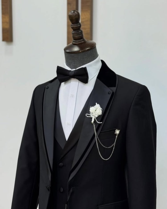 Bespoke Black 3 Pieces Slim Fit Wedding Men Suits
