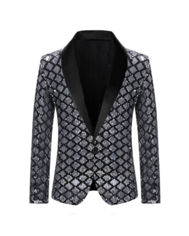 Stylish Silver Sequins Shawl Lapel Prom Men Suits