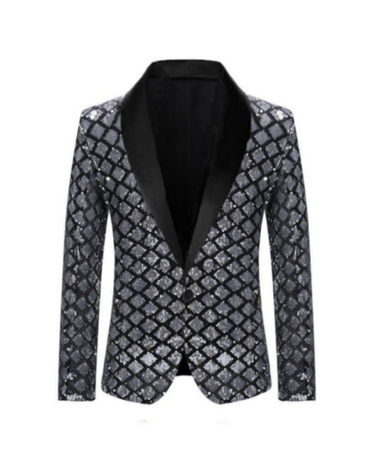 Stylish Silver Sequins Shawl Lapel Prom Men Suits