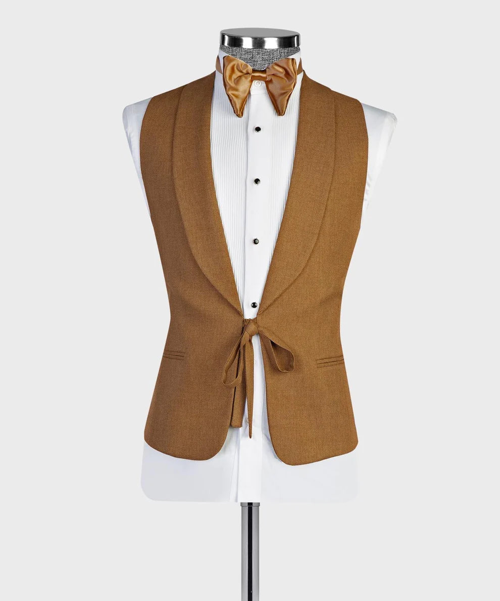Bespoke Brown 3 Pieces Shawl Lapel Best Fitted Wedding Men Suits