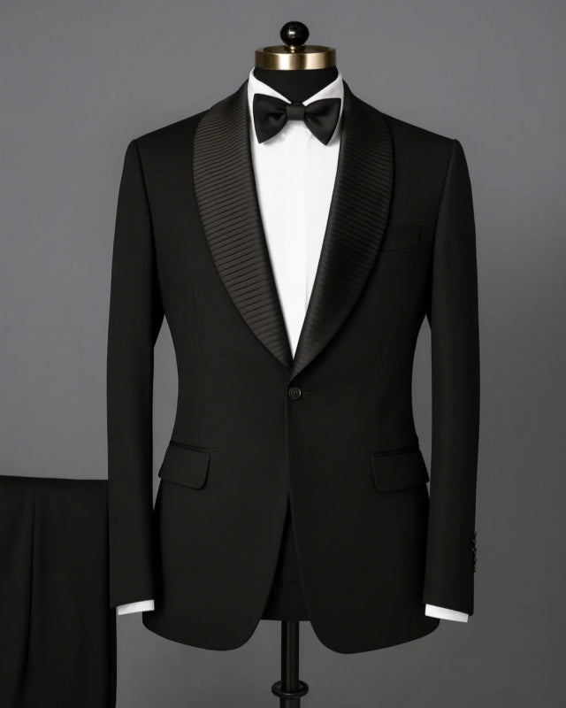 Gentle Black Shawl Lapel Best Fitted Wedding Men Suits