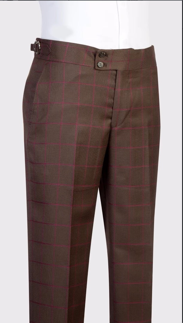 Bespoke Brown Plaid Double Breasted Men's Business Suit