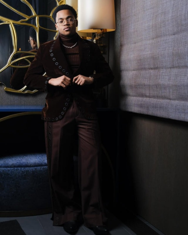 Glamorous Burgundy Shawl Lapel Velvet Prom Suits For Men