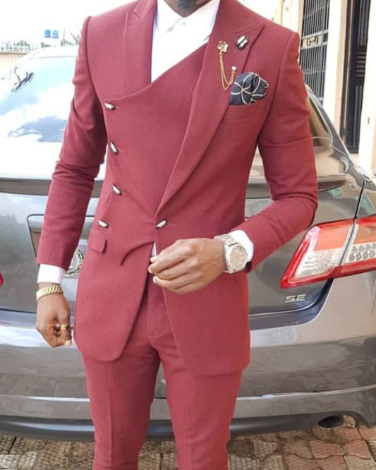 Fashion Pearl Pink Peaked Lapel Best Fitting Prom Men Suits