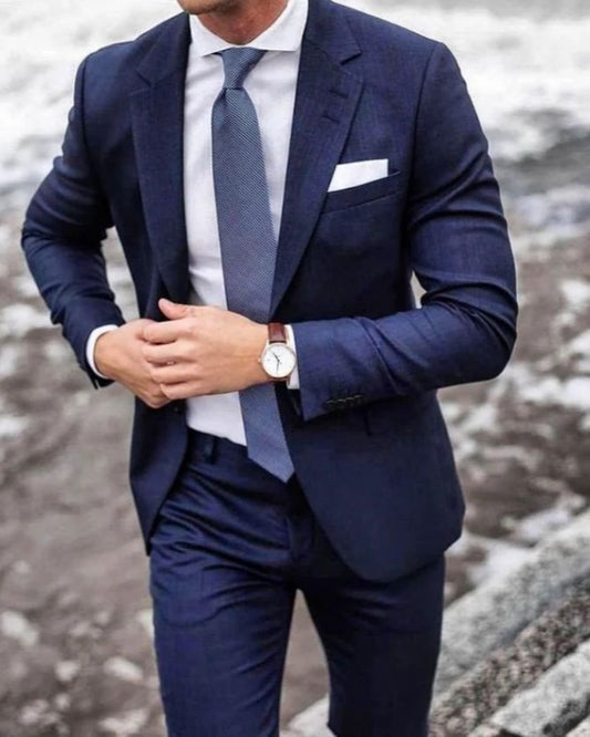 Abel Royal Blue Notched Pieces Close Fitting Prom Suits For Men