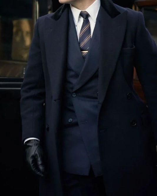 Addison Dark Navy Three Pieces Peaked Lapel Slim Fit Business Men Suits