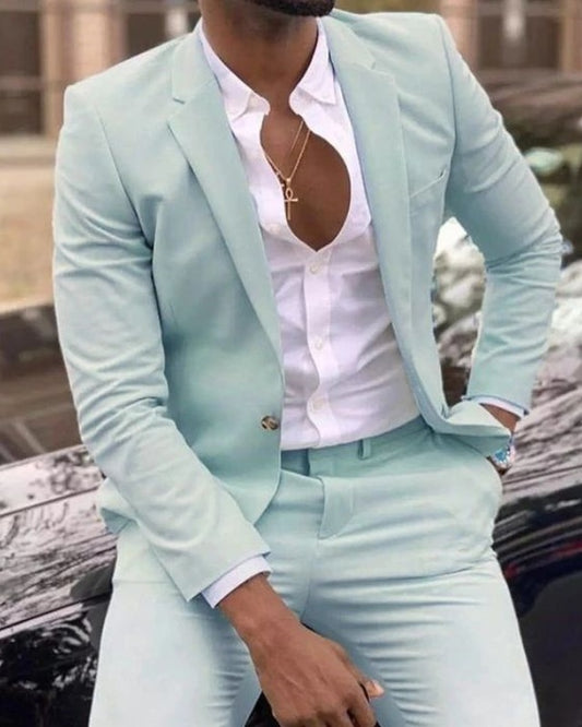 Fashion Mint Notched Lapel Best Fitting Prom Suits For Men