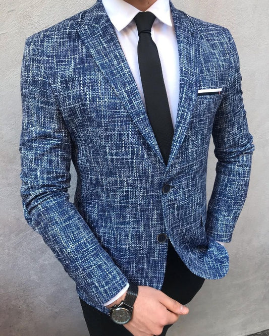 Craig Blue Peaked Lapel Best Fitting Prom Suits For Men
