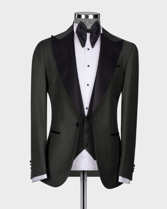 Bespoke Teal 3 Pieces Peaked Lapel Prom Suits For Men