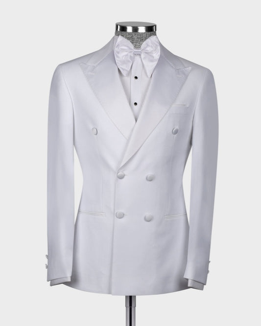 Newest White Double Breasted Peaked Lapel Prom Suits