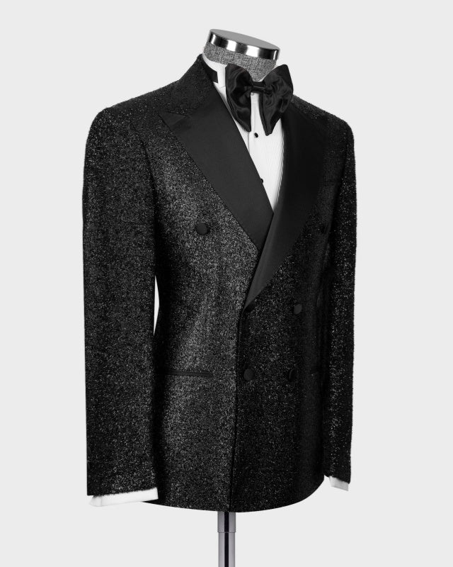 Glamorous Black Sequins Double Breasted Prom Suits