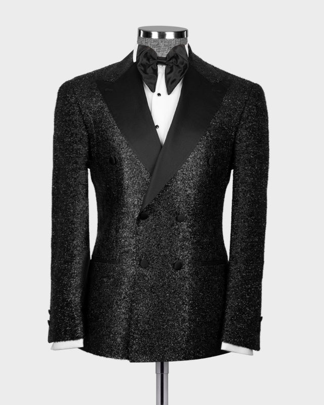 Glamorous Black Sequins Double Breasted Prom Suits