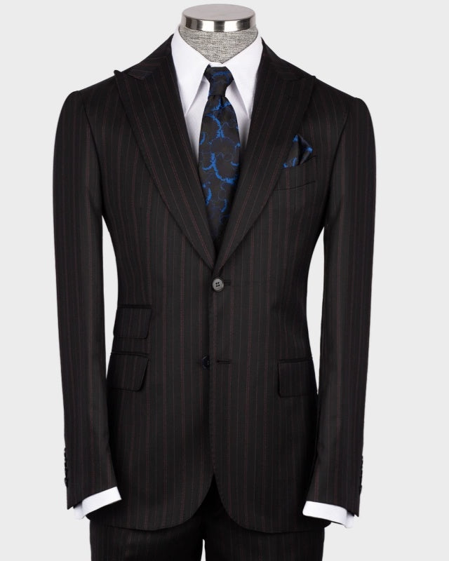 Stylish Dark Gray Pinstriped 3 Pieces Business Suits With Waistcoat