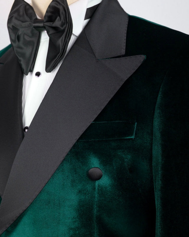 New Arrival Dark Green Velvet Double Breasted Prom Suits For Men