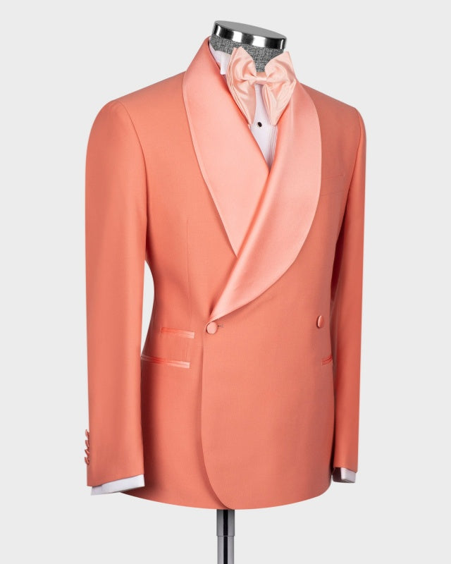 Chic Orange Double Breasted Prom Suits For Men