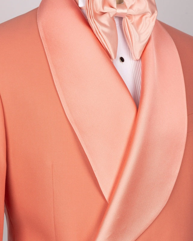 Chic Orange Double Breasted Prom Suits For Men