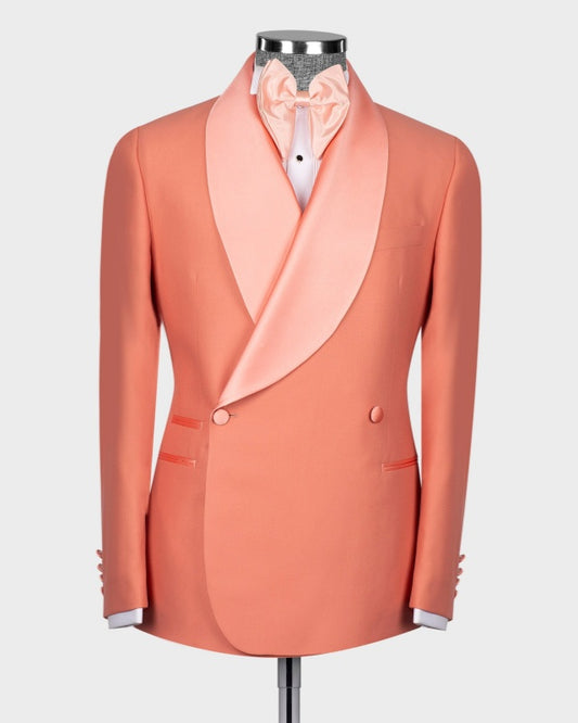 Chic Orange Double Breasted Prom Suits For Men