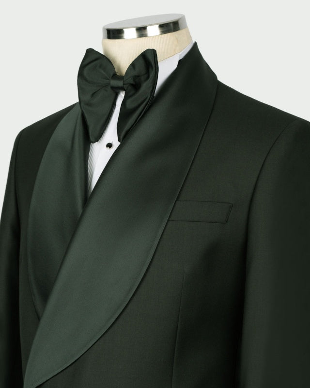 Modern Slim Fit Dark Green Double Breasted Wedding Groomsmen Suits