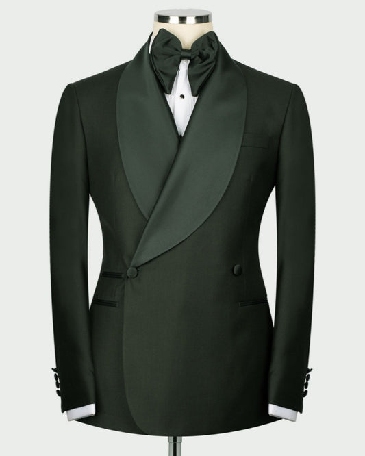 Modern Slim Fit Dark Green Double Breasted Wedding Groomsmen Suits