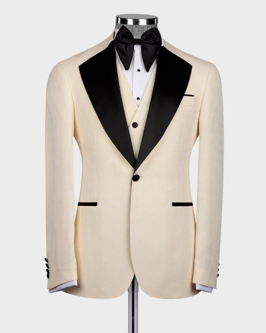 Beige 3 Pieces Fashion Prom Suits With Notch Lapel