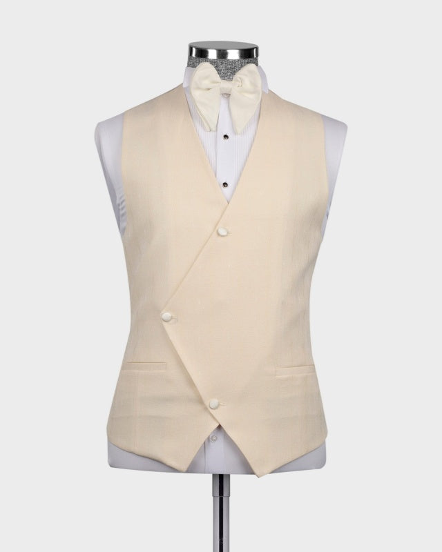 Modern Beige 3 Pieces Big And Tall Prom Suits For Men