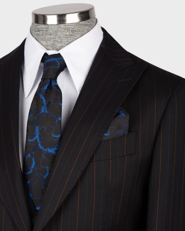 Formal Chocolate Slim Fit 3 Pieces Pinstriped Business Suits