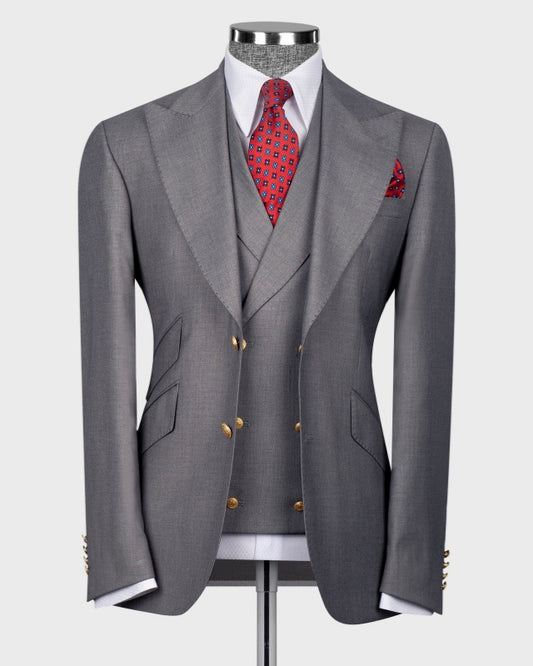 Glamorous Gray 3 Pieces Slim Fit Men's Business Suits